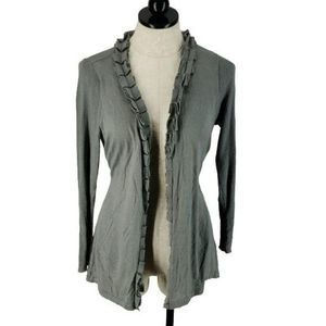 The Limited‎ Women's Ruffle Trim Grey Cardigan Duster Long Sleeve Small